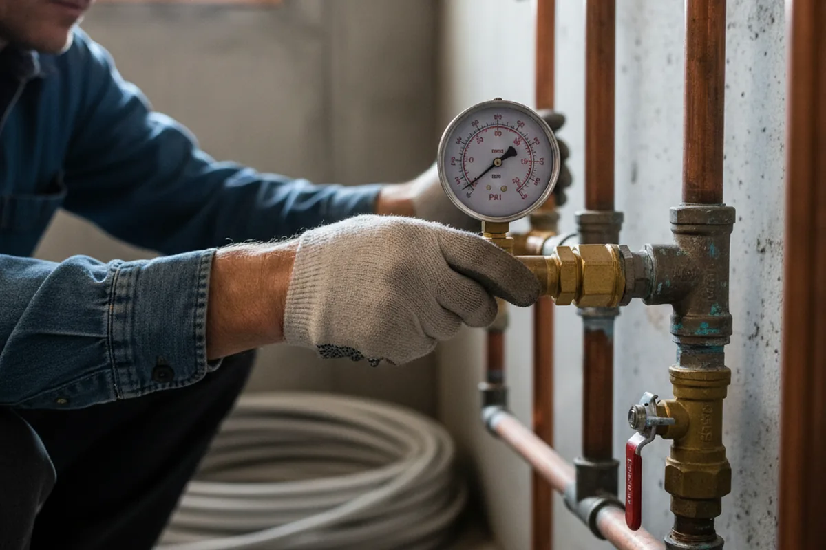 Pressure testing a repaired line during Water Line Repair in Ada